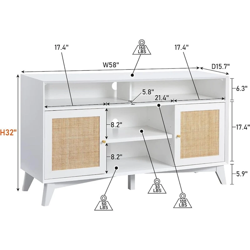 Mid Century Modern TV Stand, Highboy Entertainment Center, TV Console