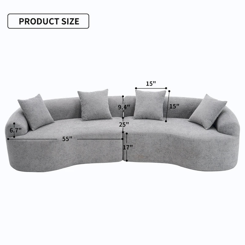 Luxury Chenille Fabric Sofa,4 Seater Modular Curved Sectional Couch