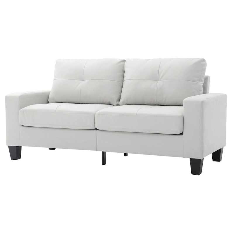 Newbury 71 in. W Flared Arm Faux Leather Straight Sofa - 32L x 71W x 36H
