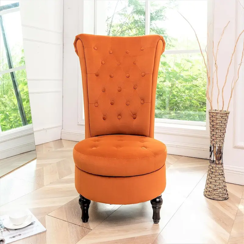 Velvet High Back Vanity Chair - Multiple Colors, Tufted Design, Single Seat