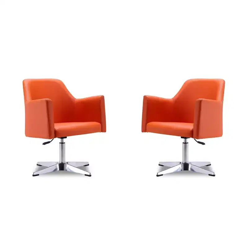 Set of 2 Pelo Faux Leather Adjustable Height Swivel Accent Chairs - Manhattan Comfort