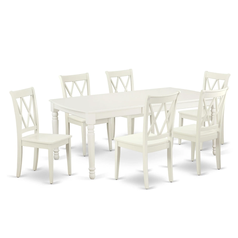 East West Furniture Dining Table Set- a Rectangle Kitchen Table and Dinette Chairs, Linen White(Pieces Option)