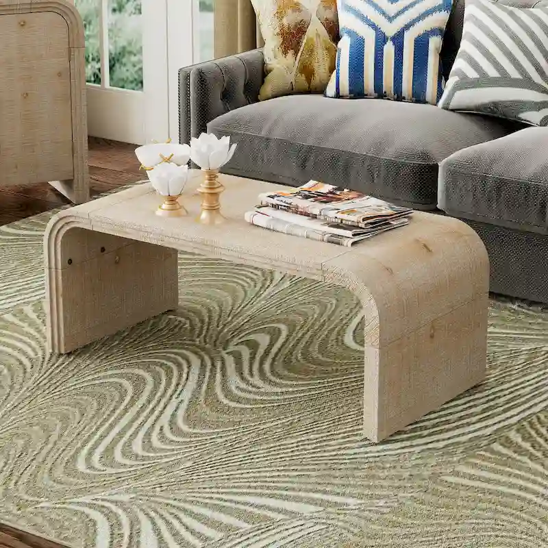 Coffee Table with Curved Art Deco Design - 23.60 x 47.20 x 18.50