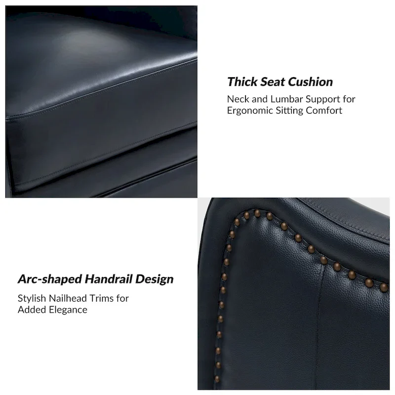 FrancoModern Genuine Leather Swivel Rocker Recliner with Nailhead Trims Sets of 2 by HULALA HOME