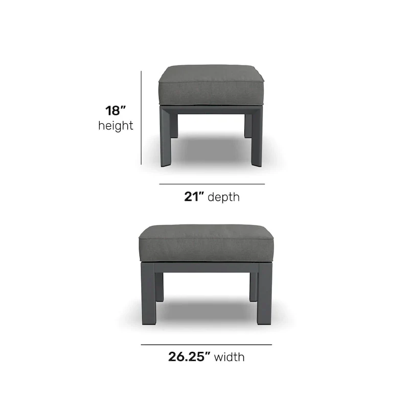 Grayton Gray Aluminum Ottoman - 26 x 18 x 21