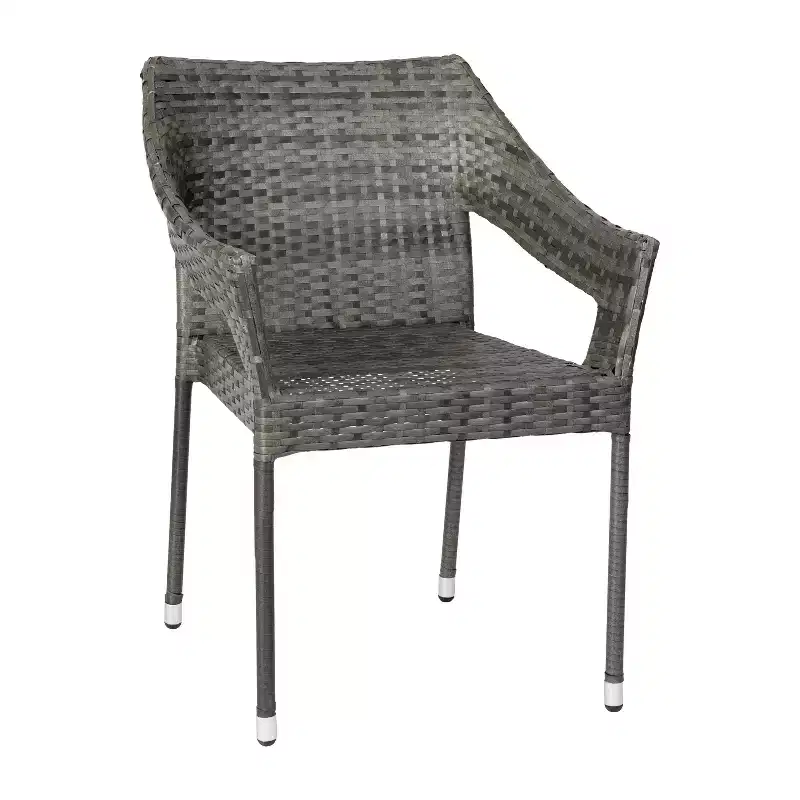 Emma and Oliver All-Weather Indoor/Outdoor Stacking Patio Dining Chairs with Steel Frame and Weather Resistant PE Rattan