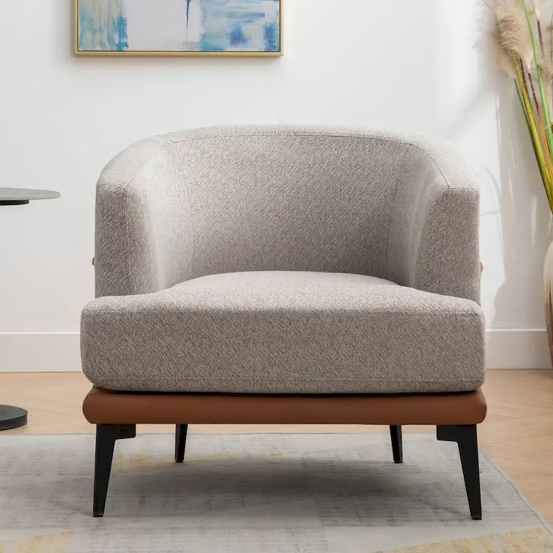 Modern Two-tone Barrel Fabric Chair for Living Room