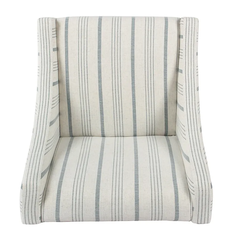 Modern Swoop Accent Chair in Blue Calypso Stripe