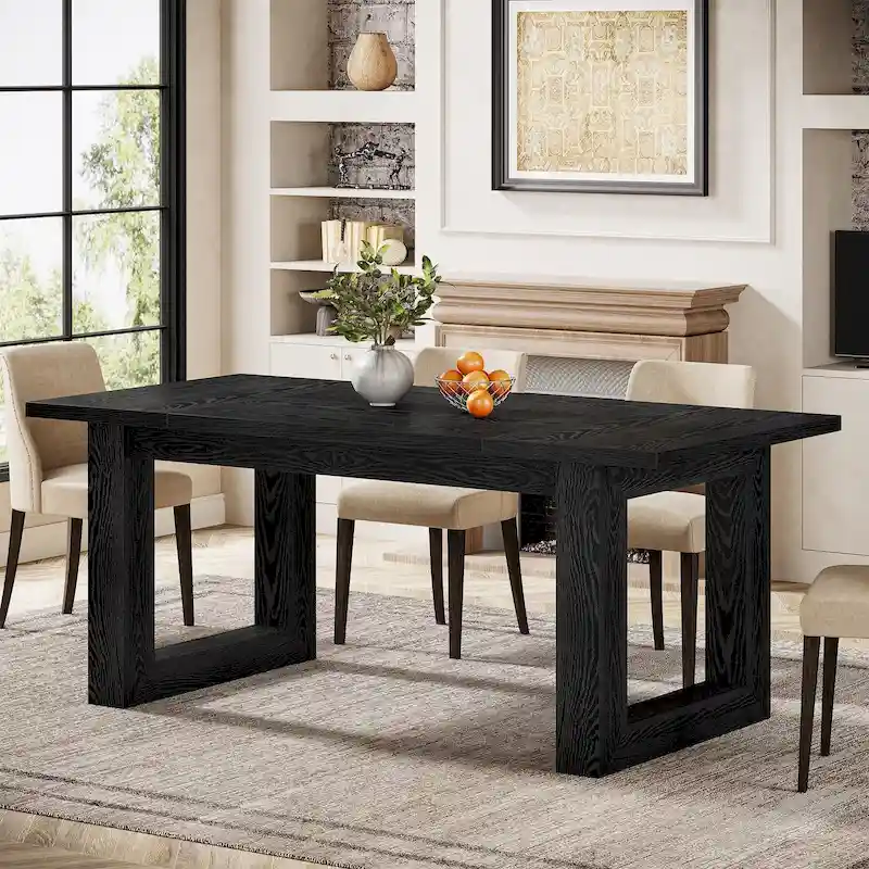 63-Inch Rectangular Wood Farmhouse Kitchen Dining Table for 4-6