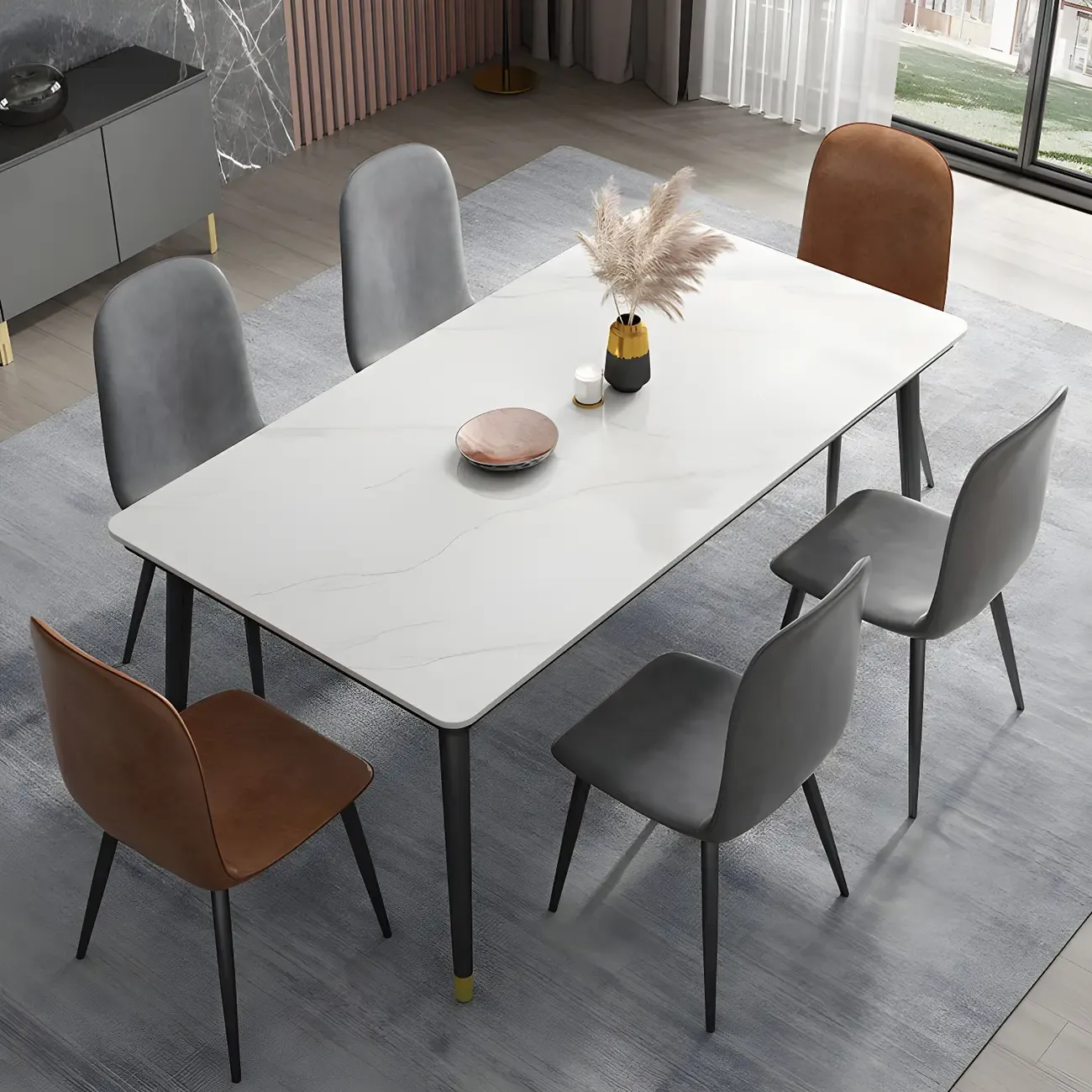 Industrial Armless Faux Leather Low Back Dining Chair