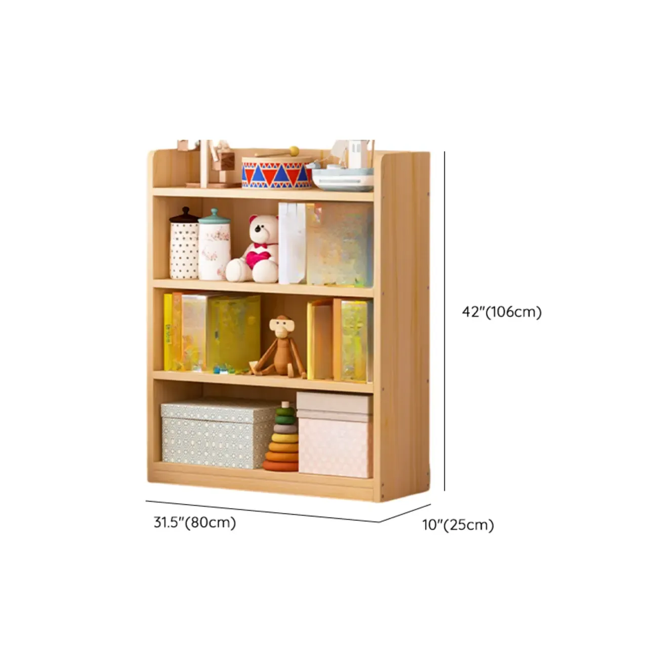 Solid Wood 5-Tier Display Open Shelving Unit Bookcase