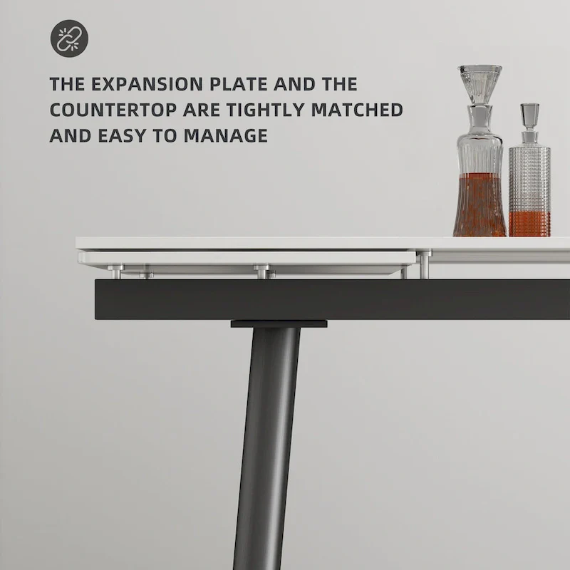 62.9 inch to 94.4 inch Extendable Dining Table Set with Sintered Stone Top 6 Chairs