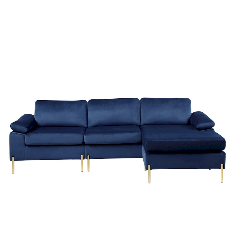 L-Shaped 3-Seater Velvet Combination Sofa with Recliner