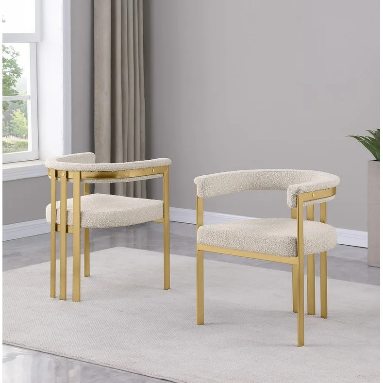 Best Quality Furniture Matte Brushed Gold Chrome Dining Chairs (Set of 2) - N/A