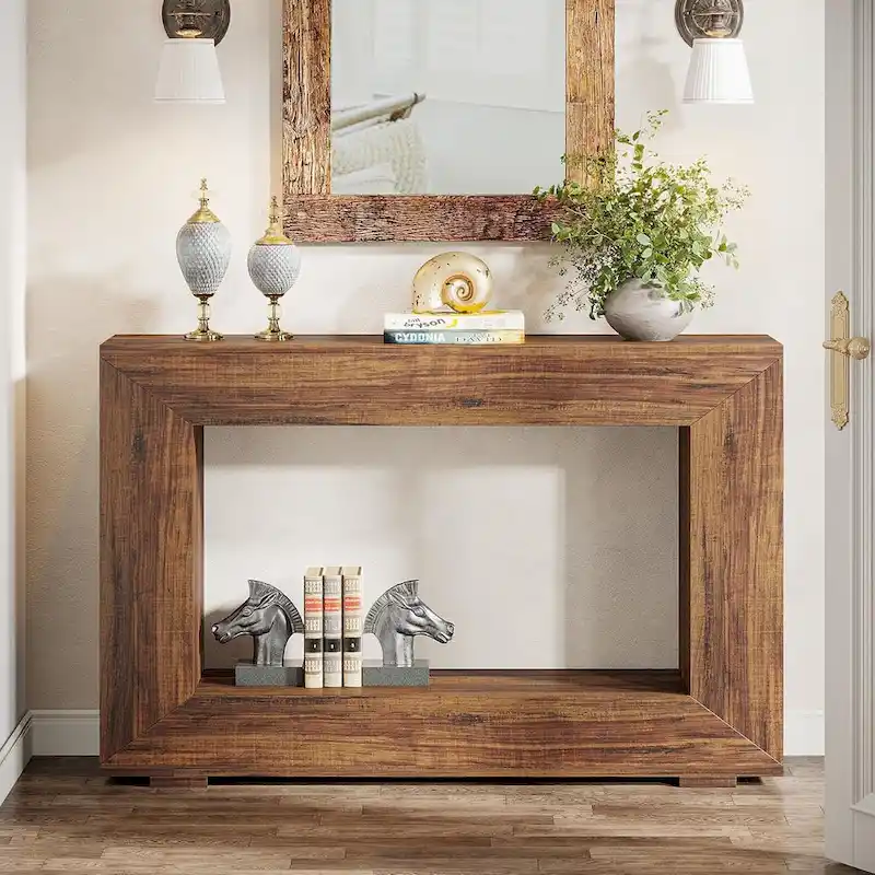 Rustic Console Sofa Table for Entryway, Hallway, Living Room - 47.24 W x 32.8 H x 11.81 D