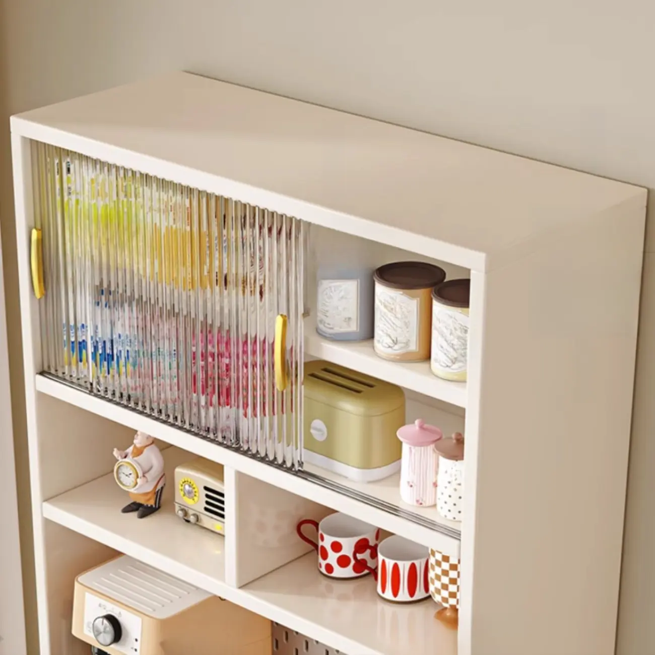 Freestanding Wooden Open Display Buffet Cabinet with Drawer