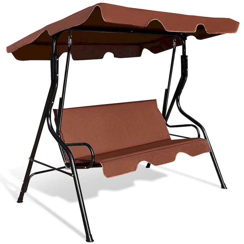 3-Person Patio Outdoor Yard Swing with Canopy