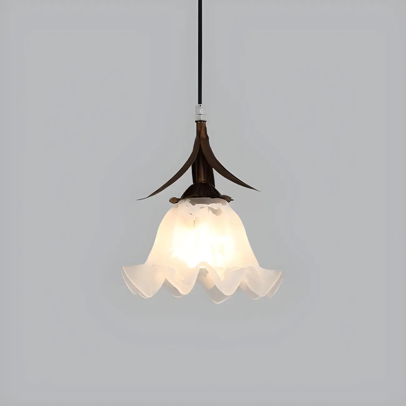 Modern White Glass Flower LED Bedside Pendant Lamp