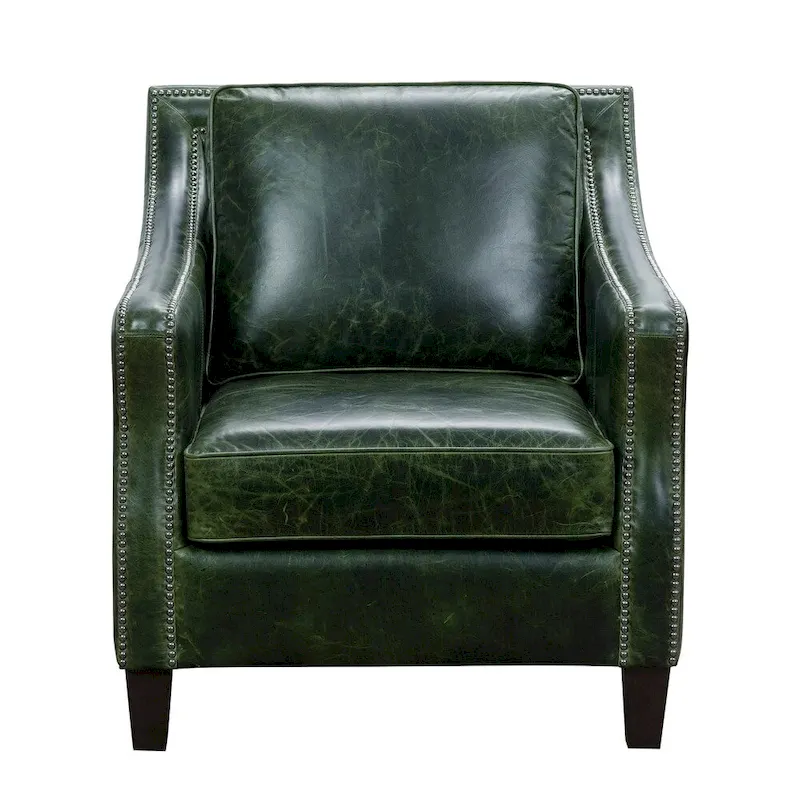 Essex Distressed Green Top Grain Leather Sofa, Loveseat and Chair Set