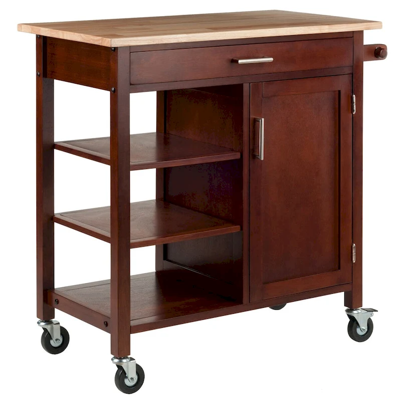 Marissa Kitchen Cart, Walnut - 36.18 x 18.5 x 34.61 inches