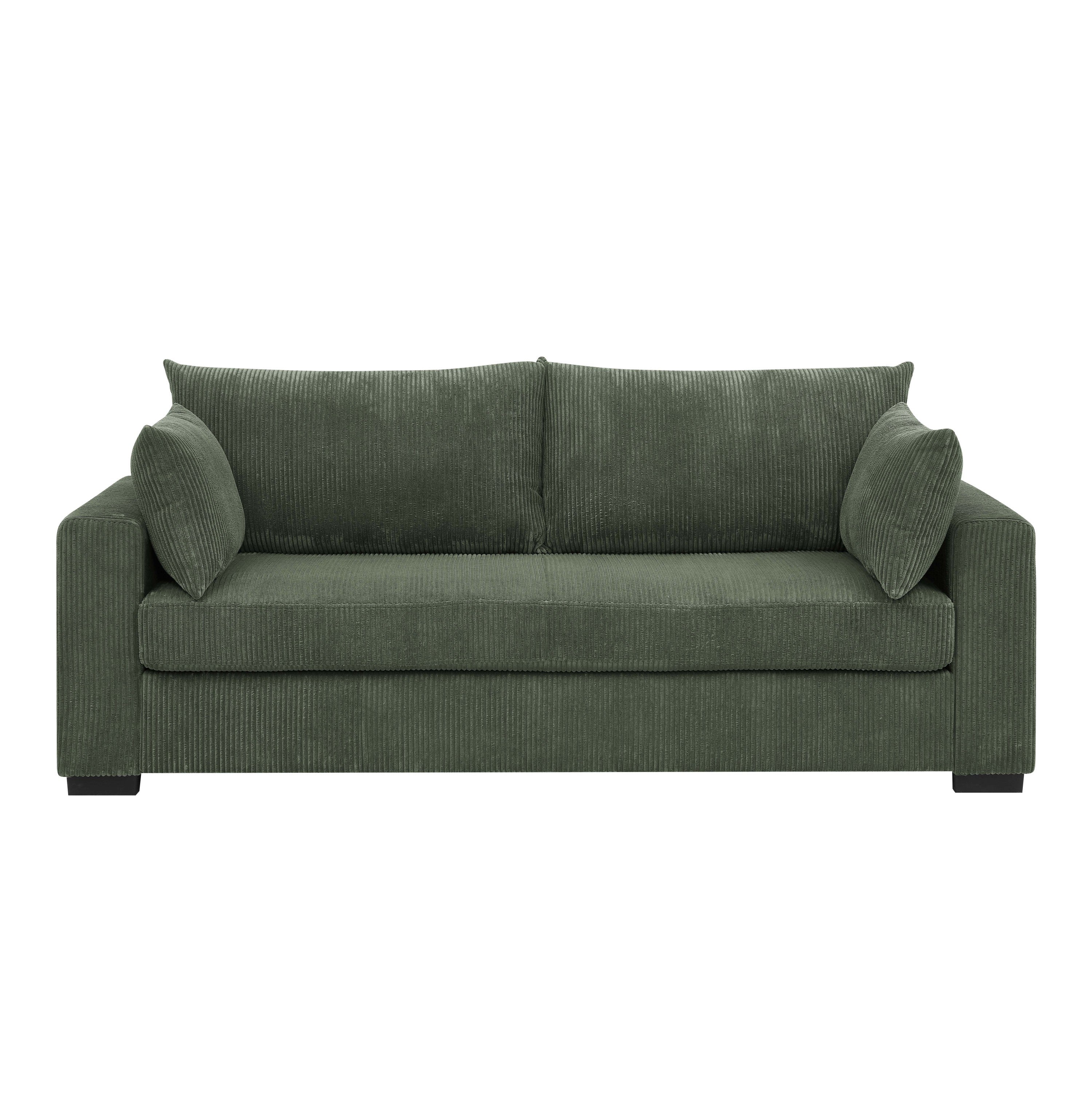 Walker Edison | Coastal Green Corduroy Loveseat Cloud Sofa
