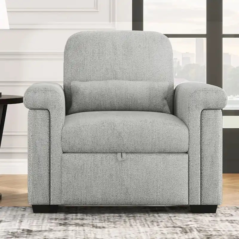 Grey / Beige / Dark Blue 3-in-1 Convertible Sleeper Chair, Single