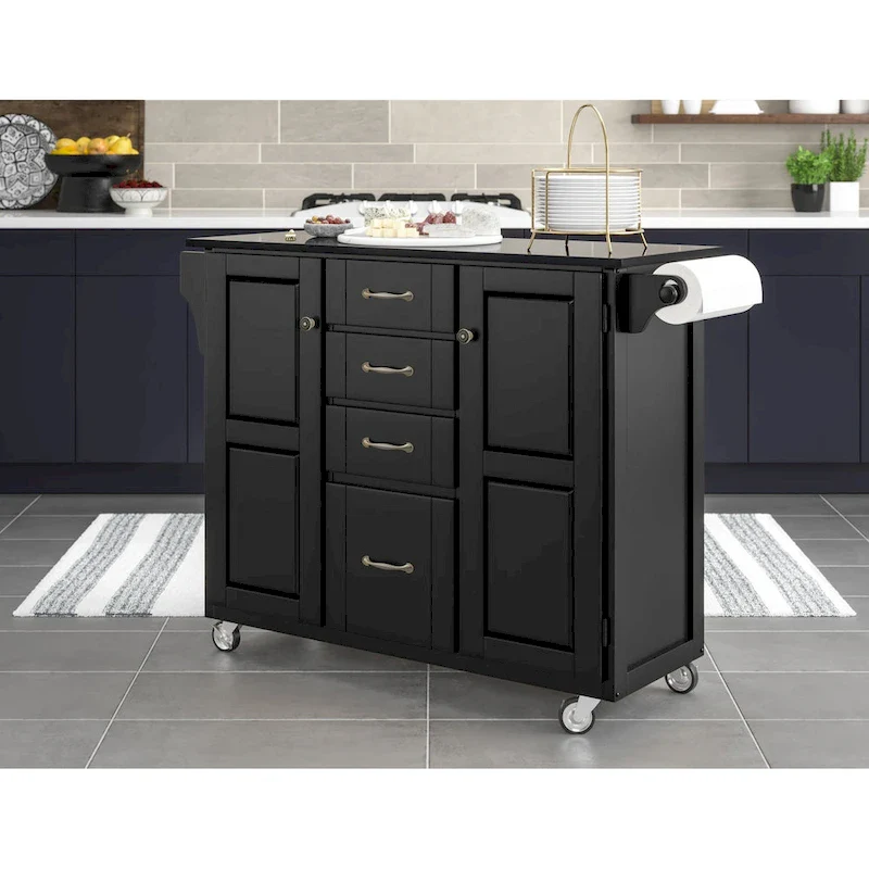 Homestyles Create-A-Cart Black Wood Kitchen Cart - 48 x 18 x 36