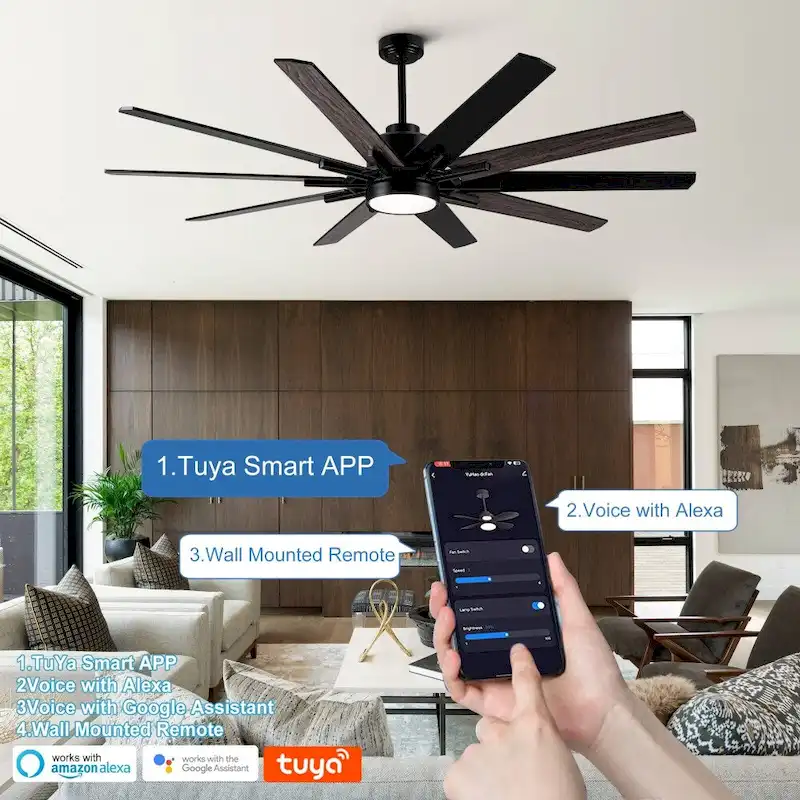 72 in.W Integrated LED Smart Ceiling Fan with Remote Control
