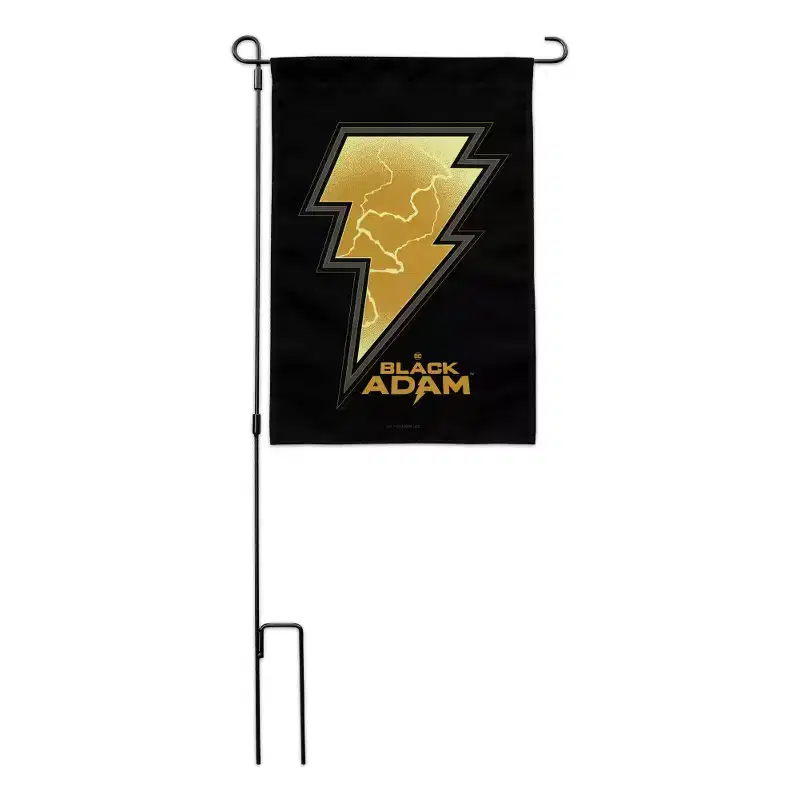 Black Adam Lightning Logo Garden Yard Flag with Pole Stand Holder
