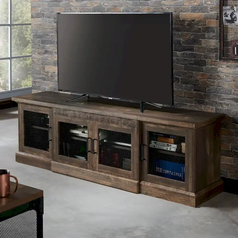 DH BASIC Rustic Reclaimed Oak 69-inch Wide 6-Shelf TV Stand by Denhour