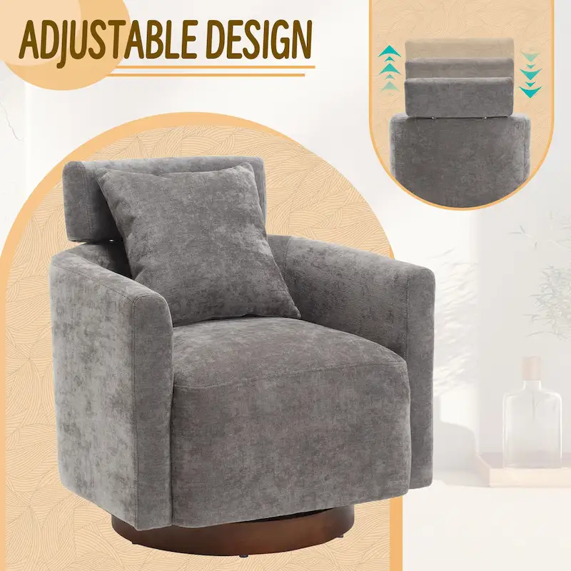 360 Degree Accent Swivel Chair,Chenille Upholstered Arm Chair