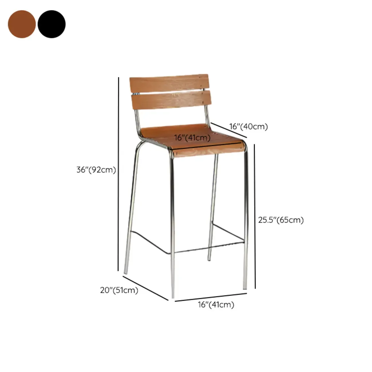 Industrial Metal Frame Wooden Counter Bar Stools with Backs