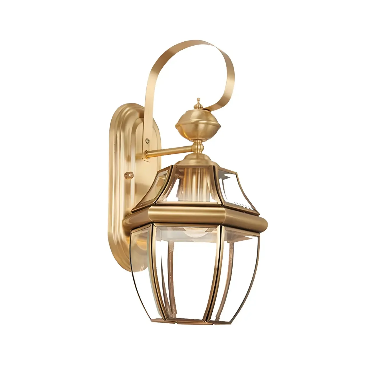Transparent Gold Glass LED Wall Sconce with Metal Frame