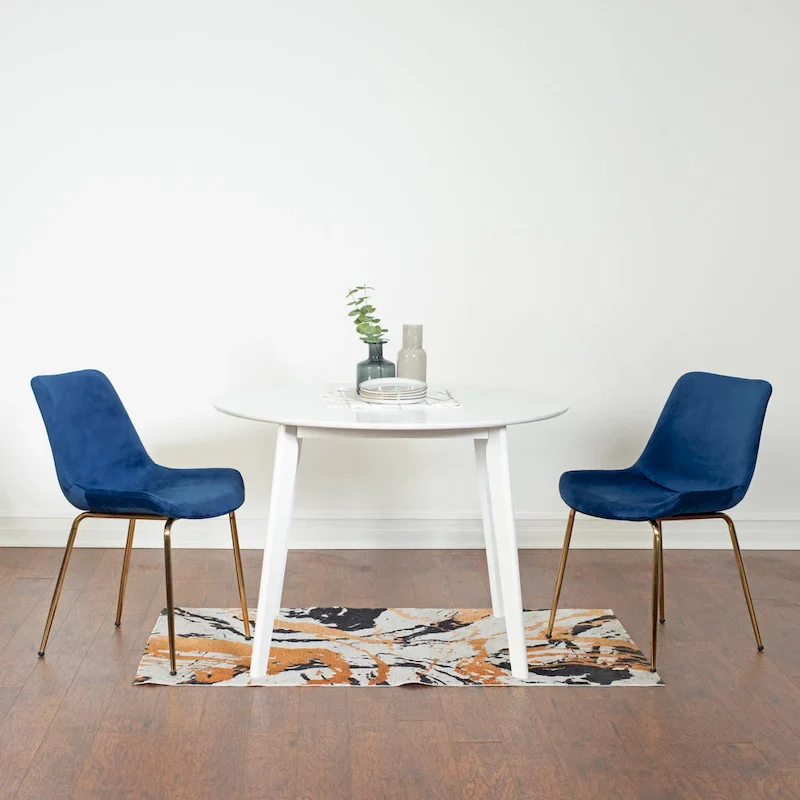 Aufurr Contemporary 3-Piece Dining Set, White Round Table and 2 Chairs