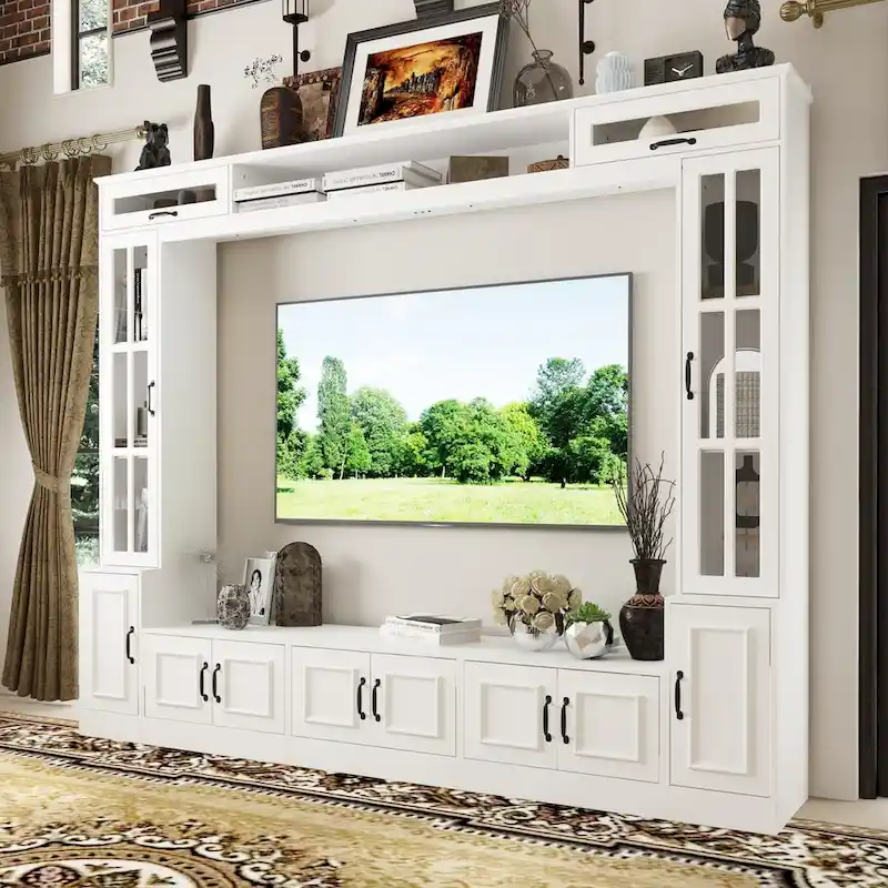 White Modern TV Entertainment Center for up to 65
