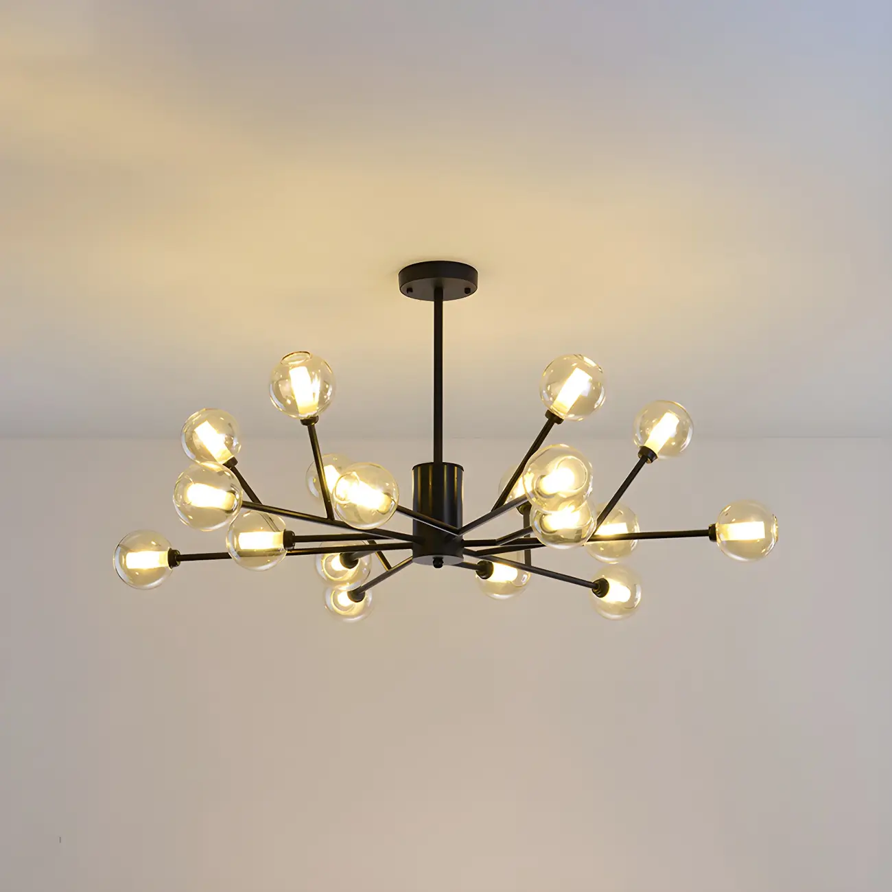 Modern Gold Metal Glass Globe Sputnik Chandelier