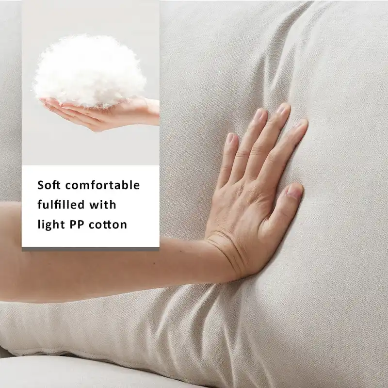 L-shaped Polyester Fabric Couch Set with 2 Free Pillows and Convertible Ottoman