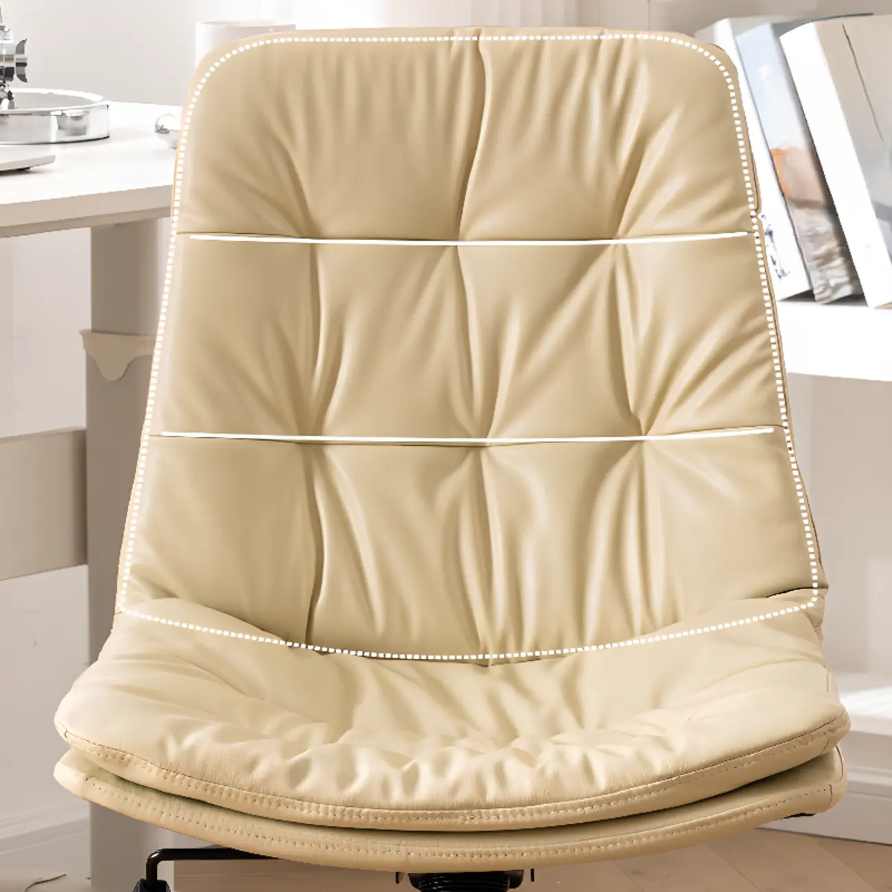 Modern Beige Leathaire Adjustable Swivel Office Chair