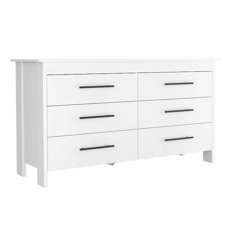 Southington 6-Drawer Rectangle Dresser Light Oak and White