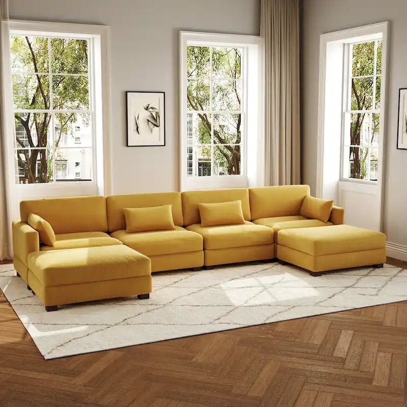 U Shaped Couch Sectional Sofa with Ottoman