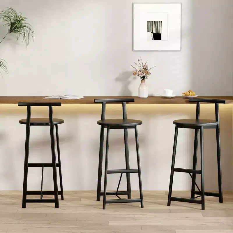 TUYOHW Counter Height Bar Stools Set of 3,Bar Chairs with Ergonomic Backrest & Steel Base,Armless Chairs for Kitchen Island,Home Bar,Dining Room