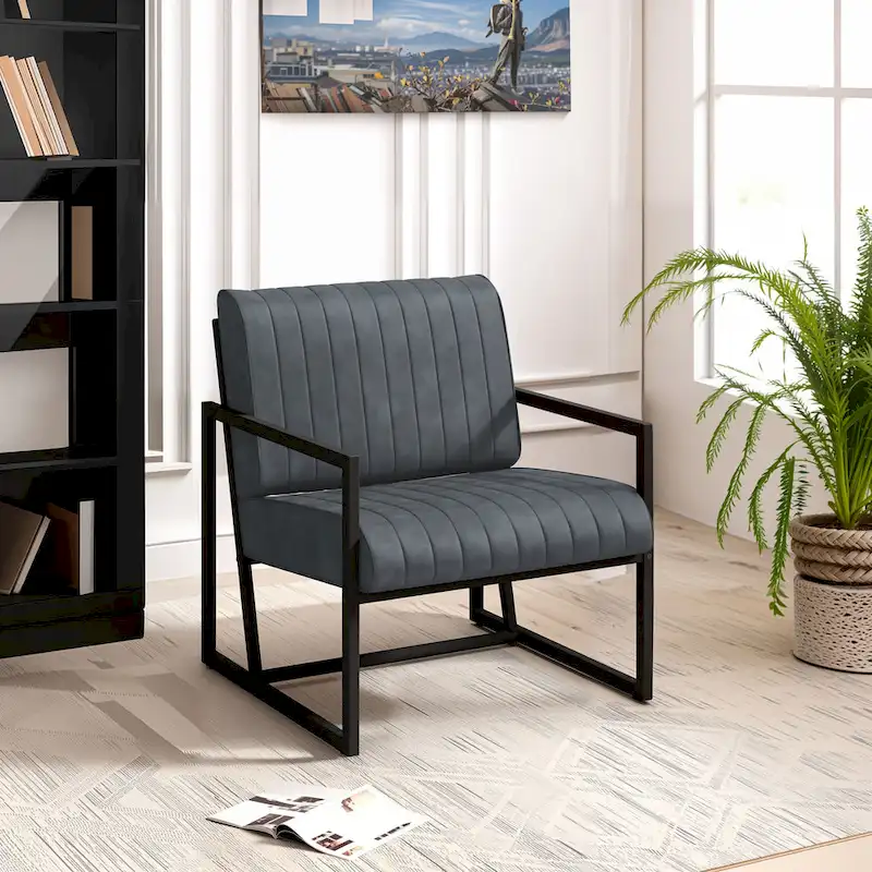 PU Leather Feature Armchair with Thick Padded Backrest