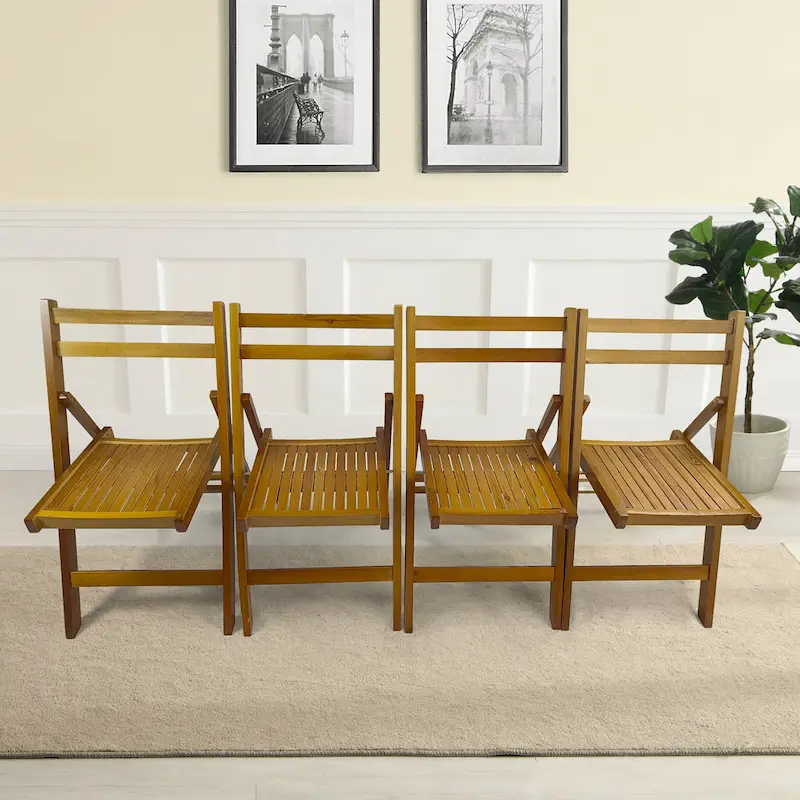 Wood Folding Chair Set of 4
