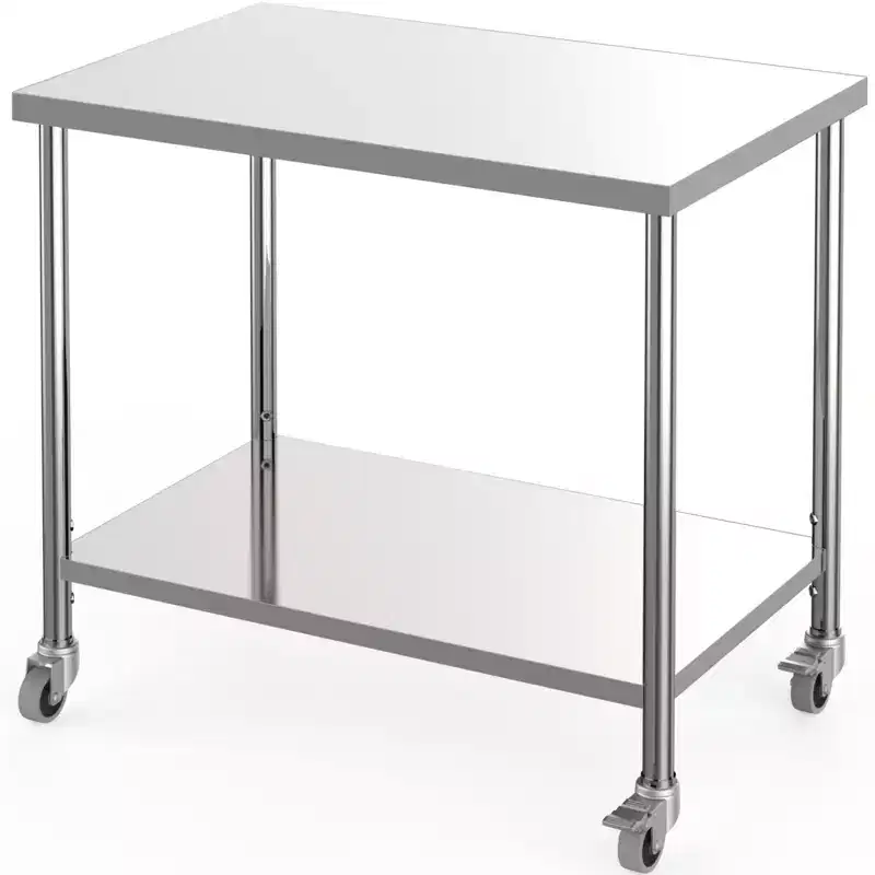 Stainless Steel Table, 2 Tier Prep Table with Adjustable Undershelf and Pre-Installed Feet,Commercial Prep Tables for Kitchen, Restaurant, Home