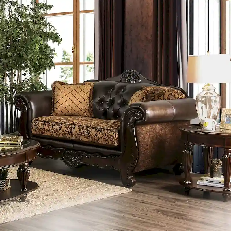 Rend Traditional Faux Leather Tufted Loveseat by Furniture of America
