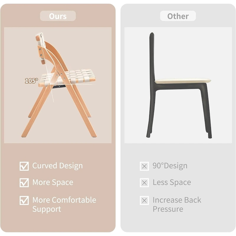 Wooden Stackable Dining Folding Chairs with Padded Seats(Set of 2)