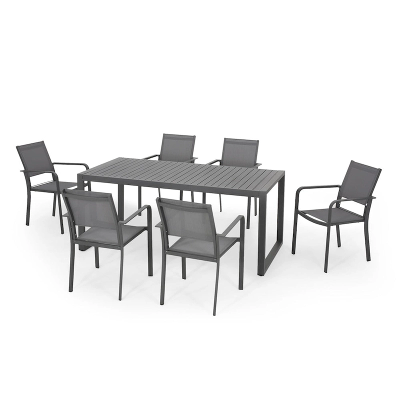 Jair Grey Mesh/ Aluminum 7-piece Dining Set by Christopher Knight Home