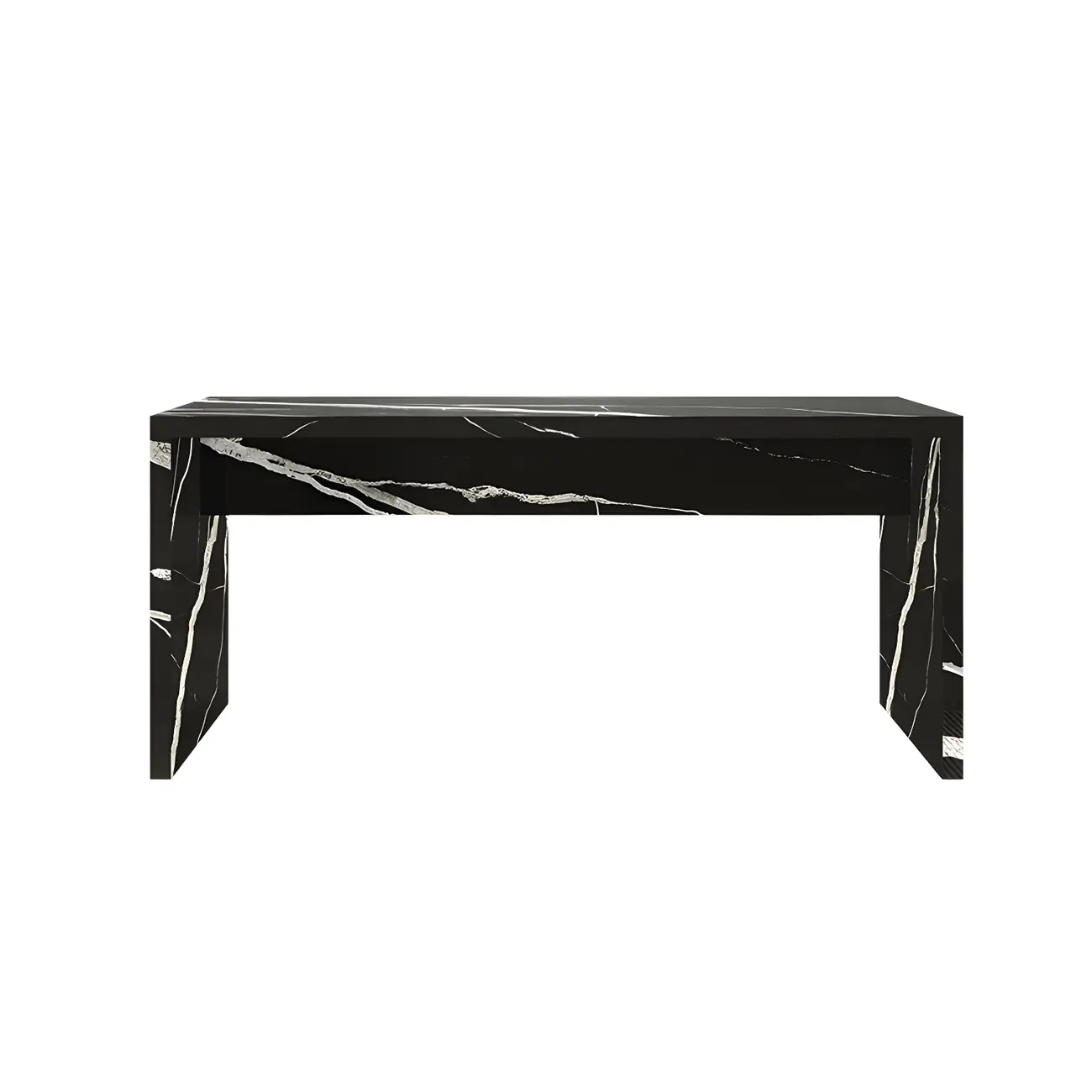 Elegant Black Marble Double Pedestal Bar Table