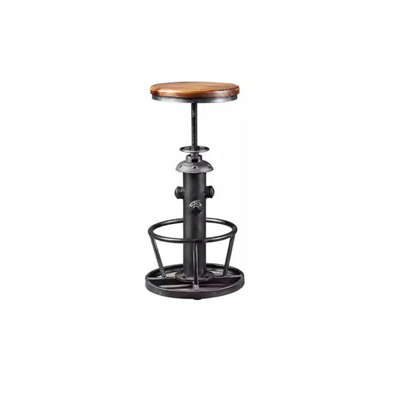 Adjustable Height Industrial Wood Metal Round Bar Table