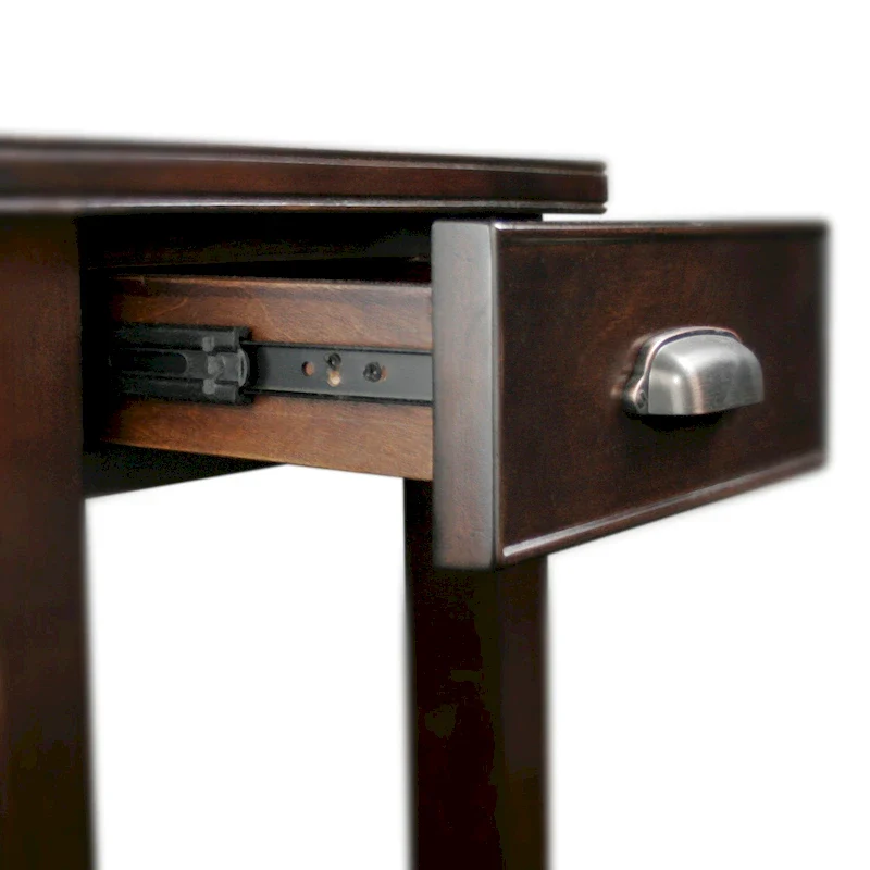 1-Drawer End Table with Shelf, Chocolate Cherry, Solid Wood, Single